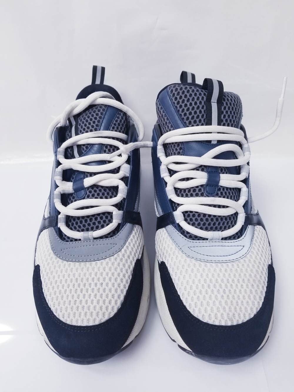 Dior Men's Navy Gray Mesh Sneakers with White Soles